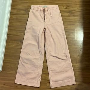 Madewell wide leg pants in 25 tall, sturdy fabric in cute pink color